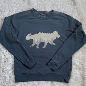 Lost Appalachia Trading Company Navy Timber Wolf Graphic Sweatshirt S/M